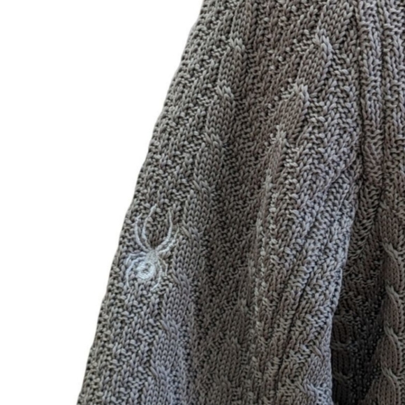 Spyder Major Cable Gray Fleece Lined Full Zip Stryke Sweater Jacket Size XL - Picture 12 of 16